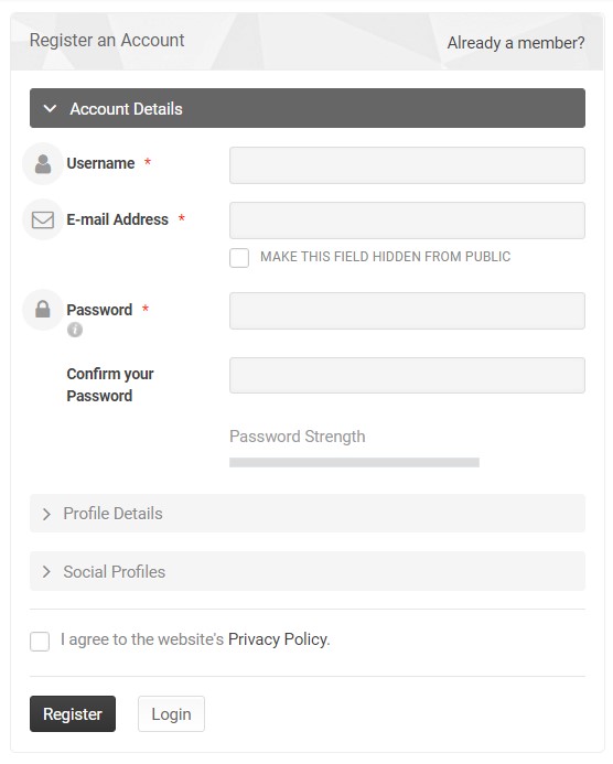 create an account form