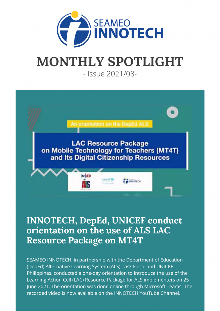 Monthly Spotlight August 2021 Issue SEAMEO INNOTECH