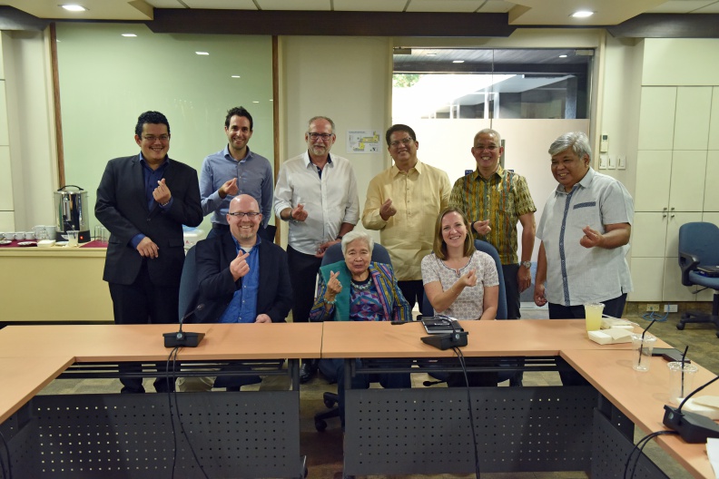 SEAMEO INNOTECH Center Director Prof. Leonor Magtolis Briones poses for a photo with officials from Research Triangle International (RTI) during the ILOA Buy-In activity.