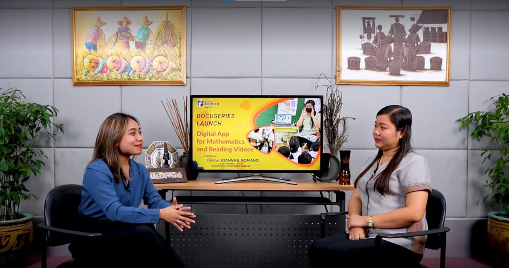 The Changemakers launch host, Ms. Lady Charm Balisnomo and Southeast Asian Educational Innovation Awardee, Dr. Joana Romano for the first episode of the docu-series.