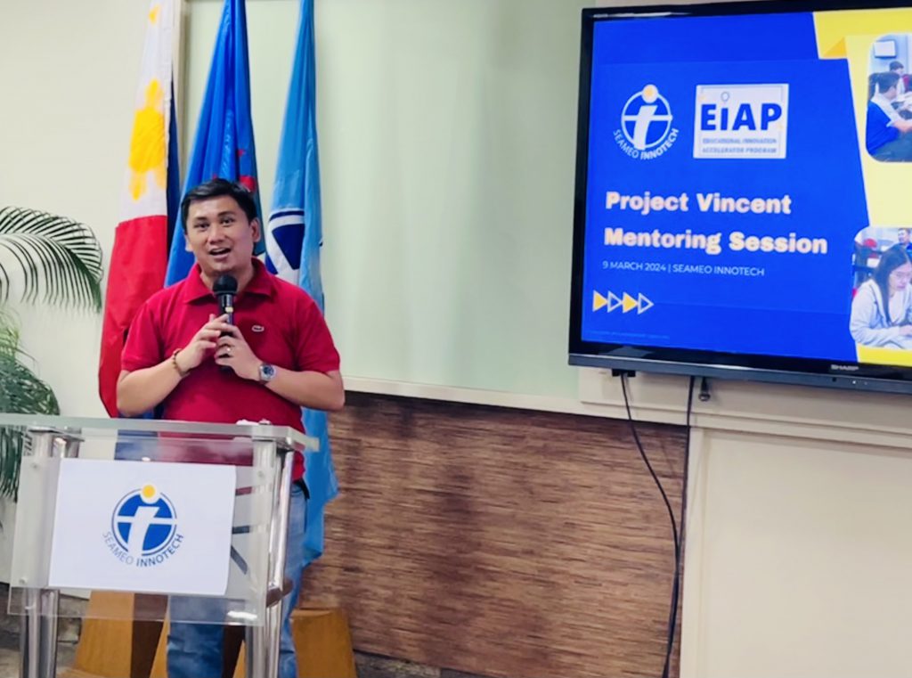Mr. Alvin Patrick Peñaflorida, VPTNHS School Principal, gives his opening speech during the Project Vincent Monitoring Session held last March 2024.