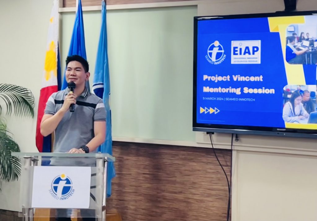 Mr. Samuel DR. Olalia, EIAP Proponent of Project Vincent sharing his opening remarks during the monitoring session held in March 2024. 