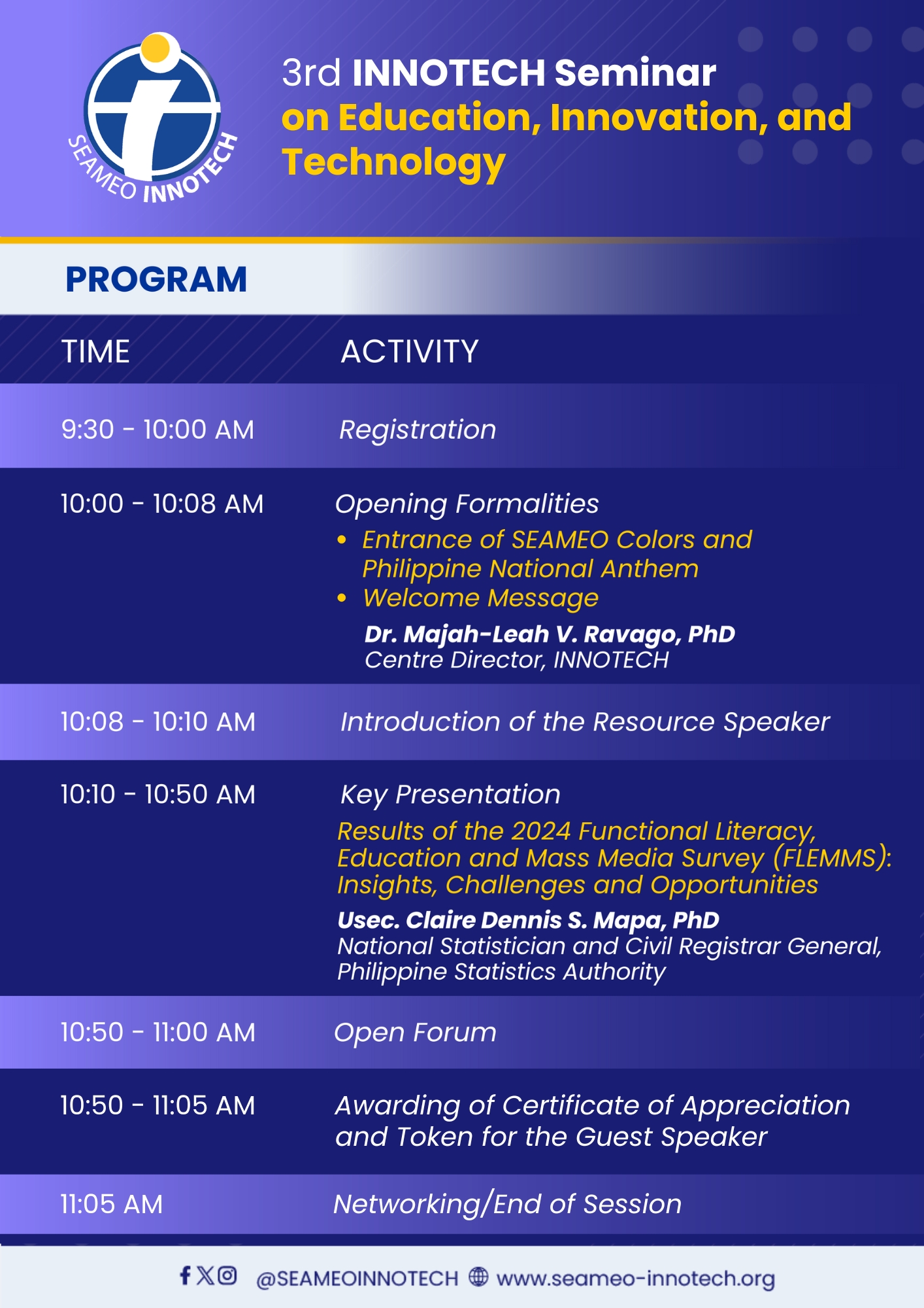 INNOTECH Seminar Series on Education, Innovation and Technology ...