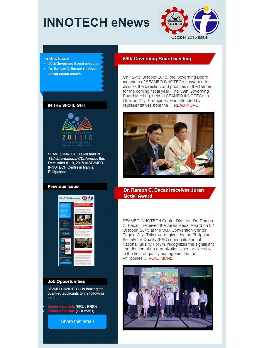 INNOTECH eNewsletter - October 2015