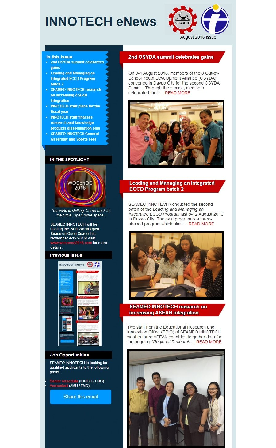 INNOTECH eNewsletter - August 2016