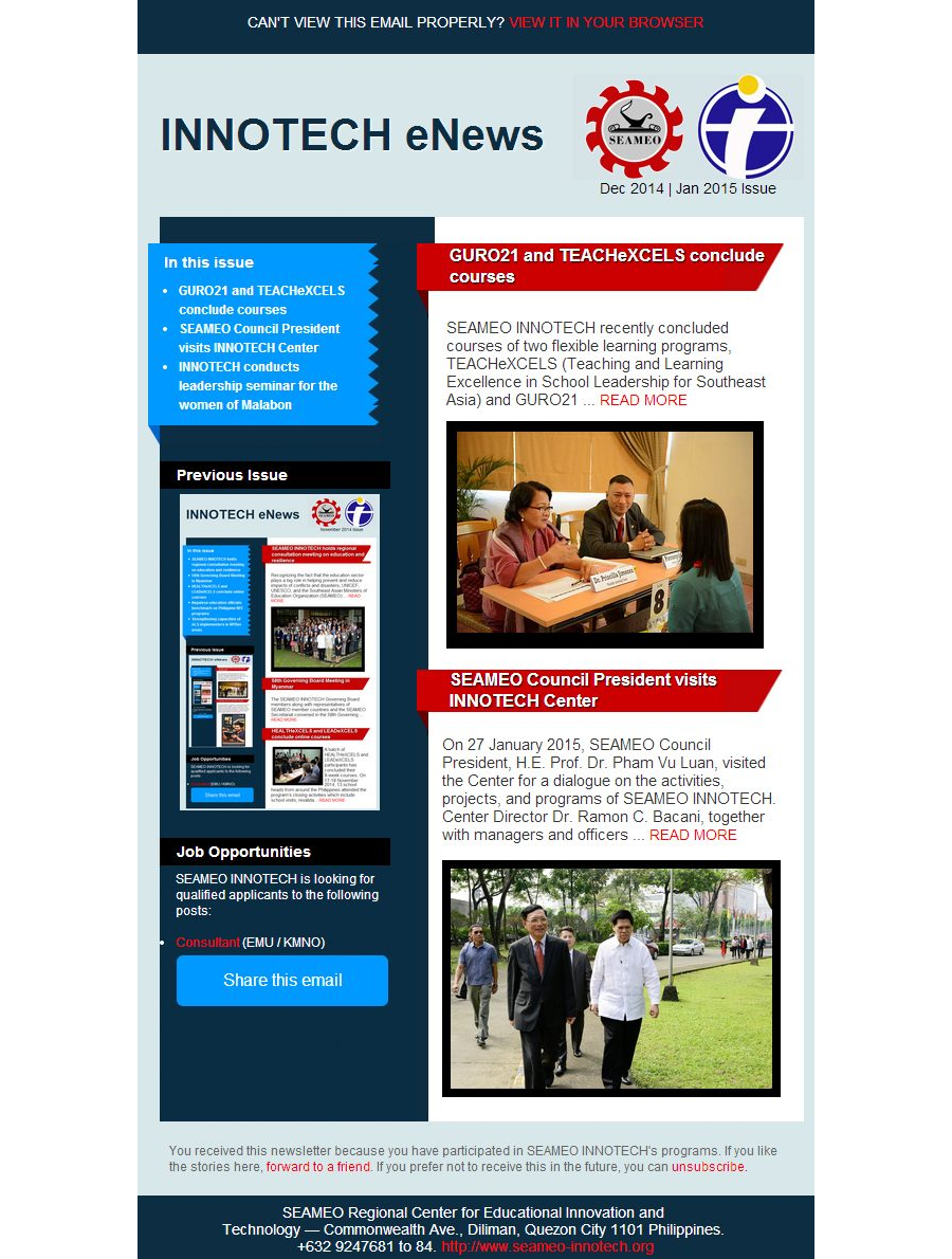 INNOTECH eNewsletter - December 2014-January 2015