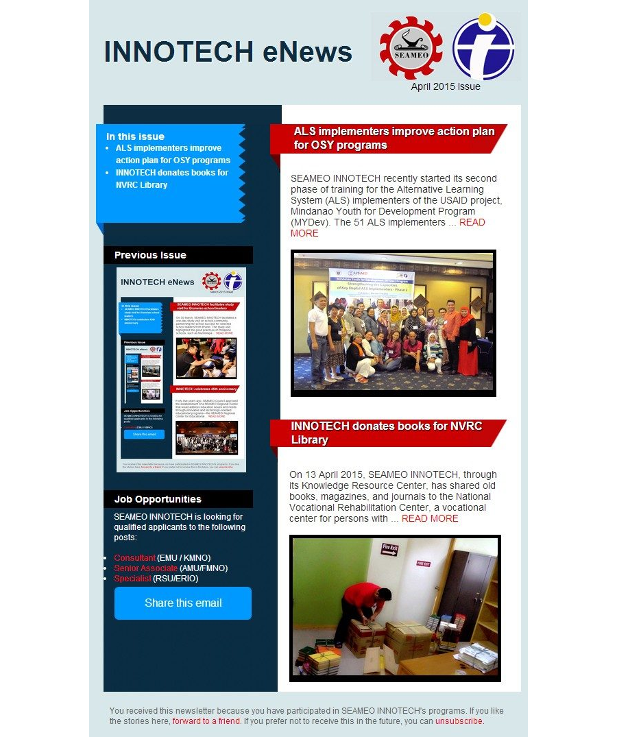INNOTECH eNewsletter - April 2015