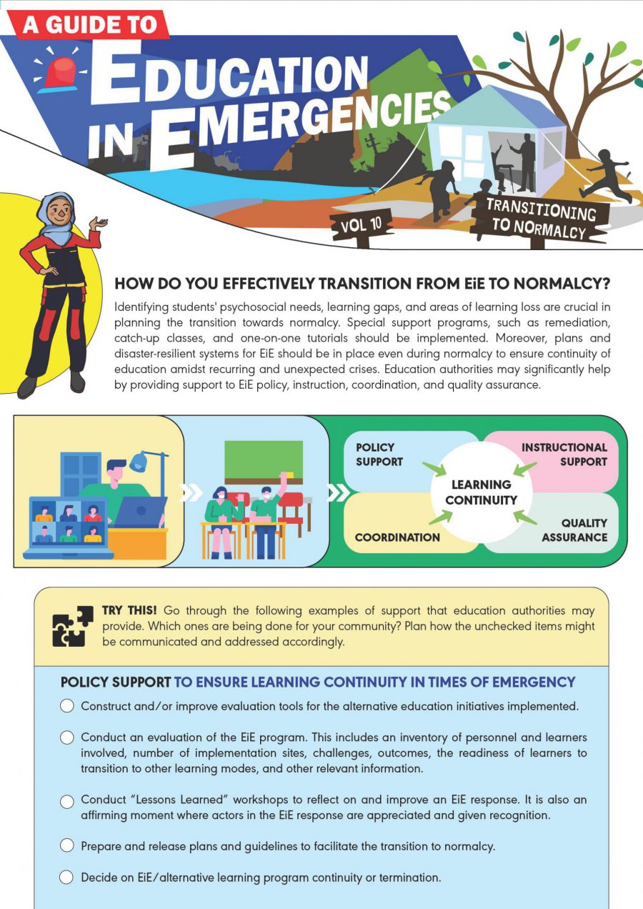 A Guide to Education in Emergencies Vol.10: Transitioning to Normalcy