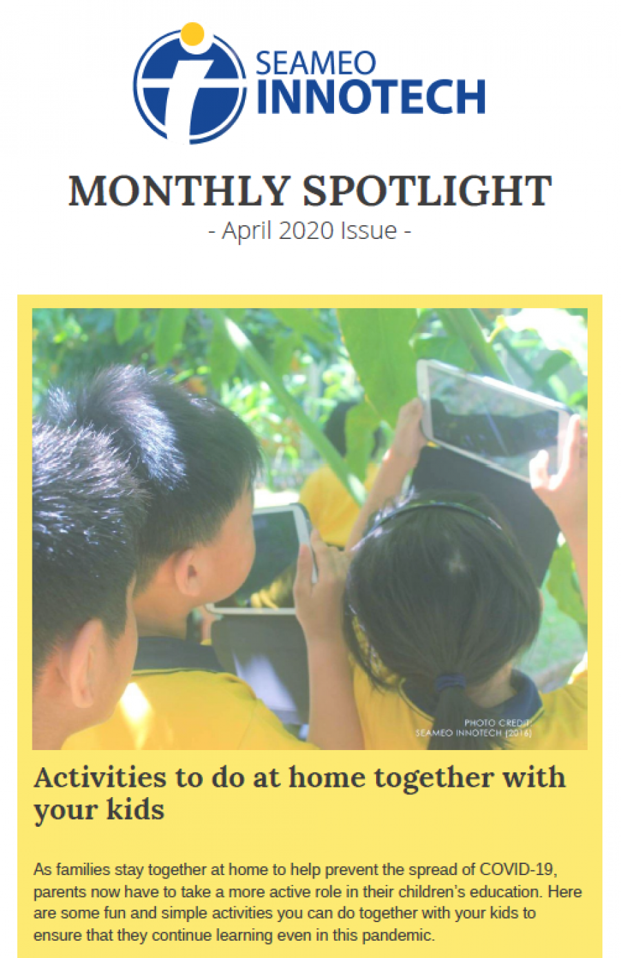 Monthly Spotlight - April 2020 Issue