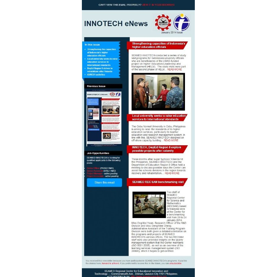 INNOTECH eNewsletter - January 2014