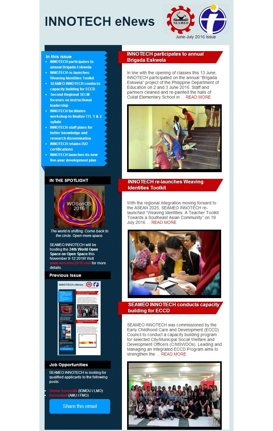 INNOTECH eNewsletter - June-July 2016