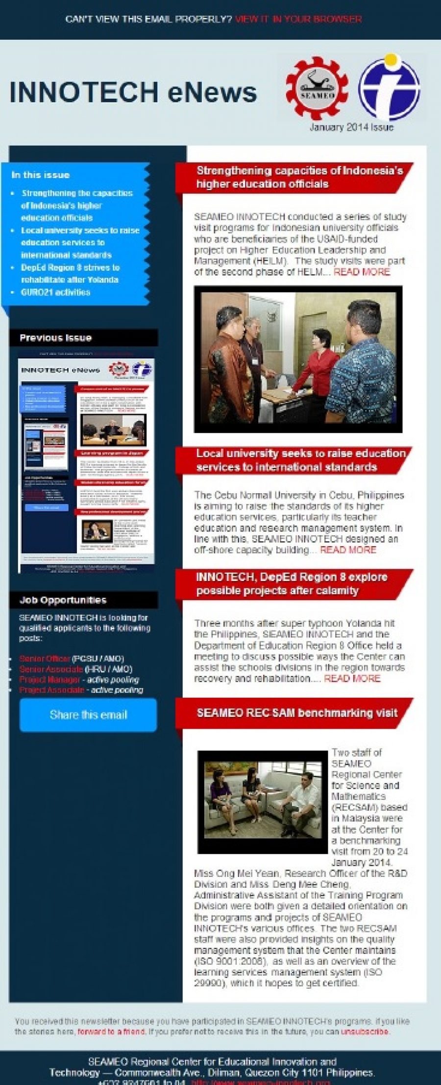 INNOTECH eNewsletter - January 2014