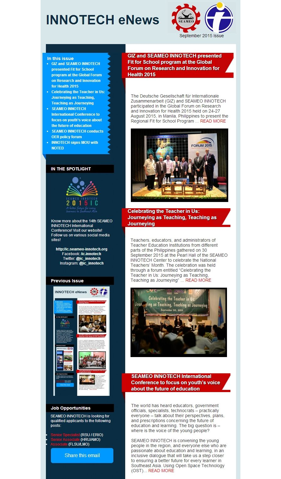INNOTECH eNewsletter - September 2015