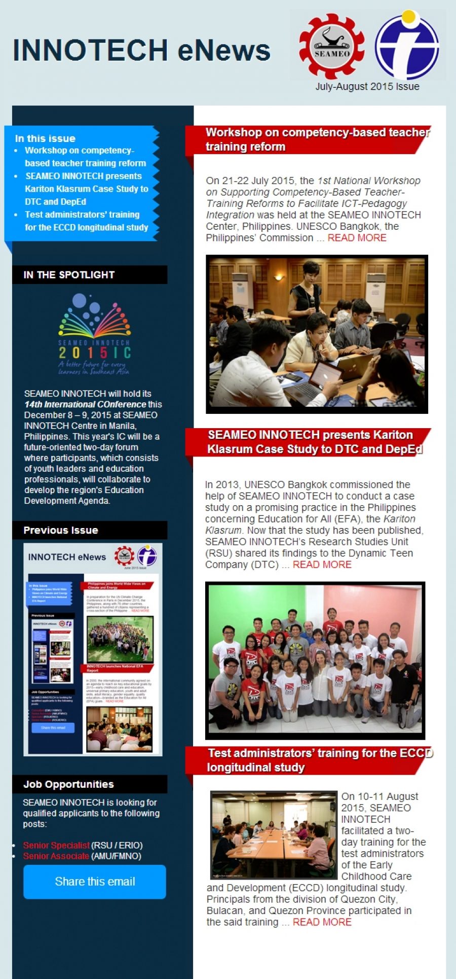 INNOTECH eNewsletter - July-August 2015