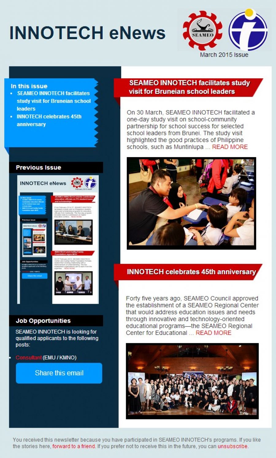 INNOTECH eNewsletter - March 2015