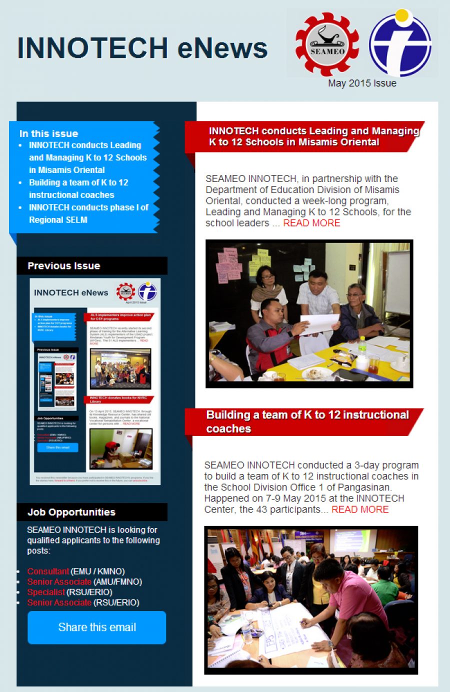 INNOTECH eNewsletter - May 2015