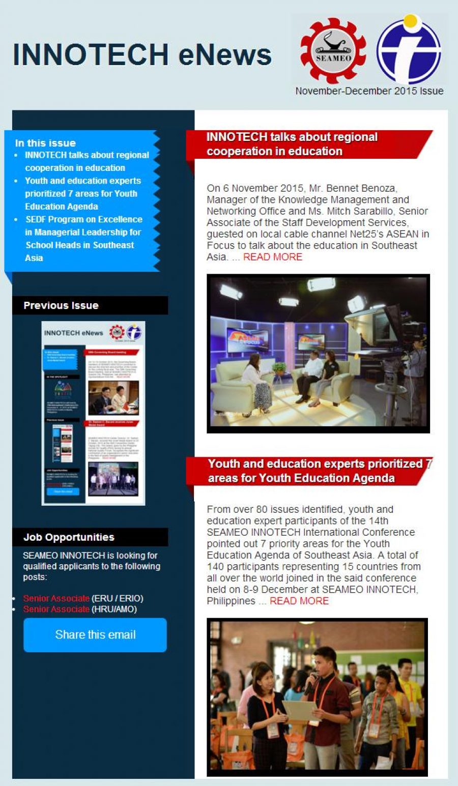 INNOTECH eNewsletter - November-December 2015