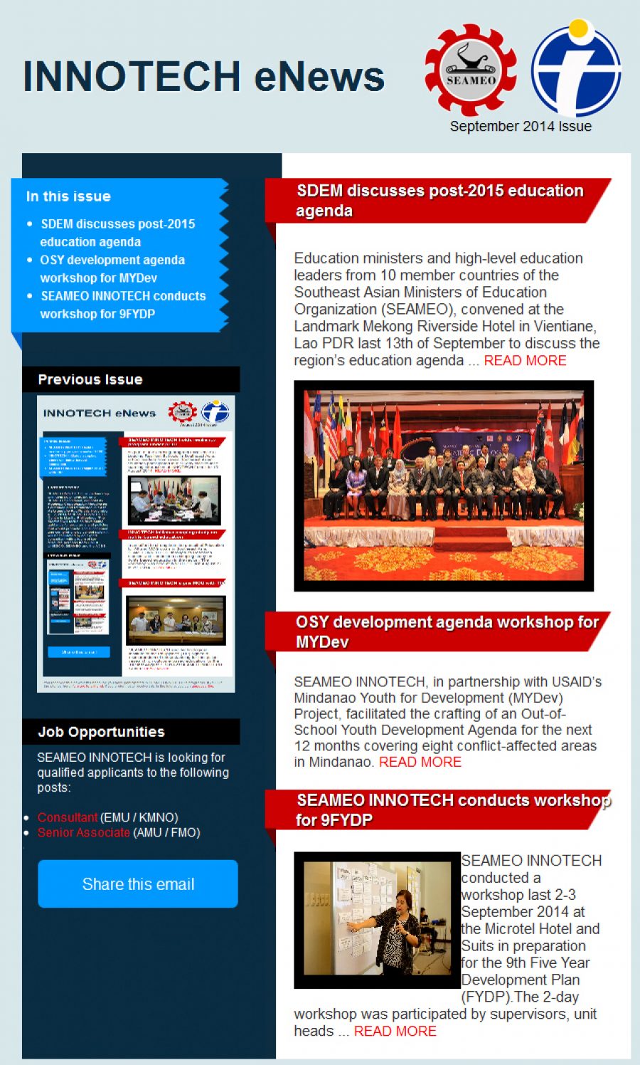 INNOTECH eNewsletter - September 2014